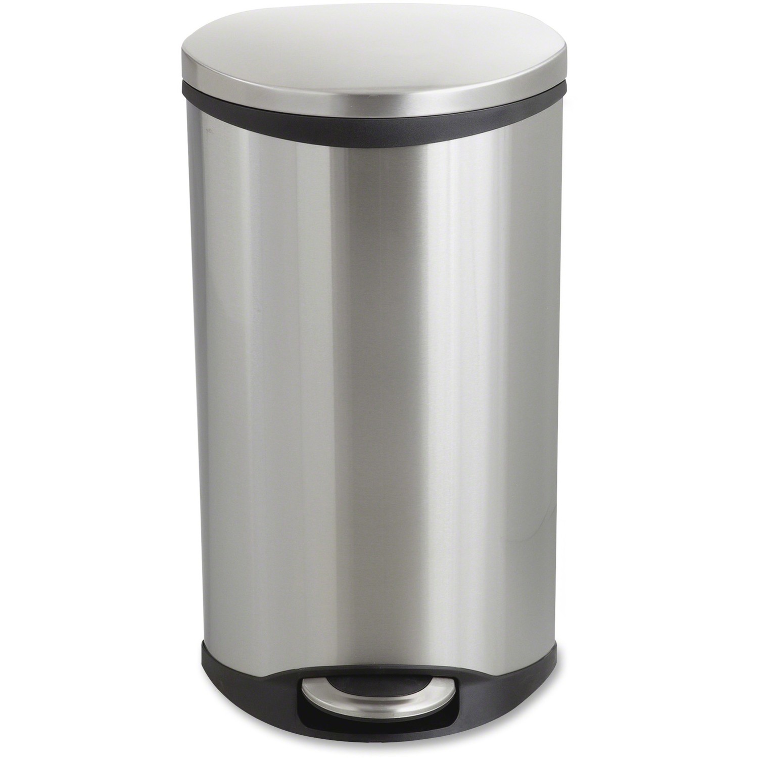 Safco Ellipse Hands Free Step-On Receptacle - 7.50 gal Capacity - 26.5" Height x 15" Width x 13.5" Depth - Steel, Plastic - Stai