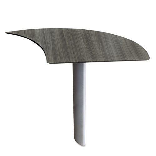 Mayline Medina - Curved Desk Extension - 1" Work Surface, 28" x 47"29.5" - Beveled Edge - Material: Steel - Finish: Gray, Lamina