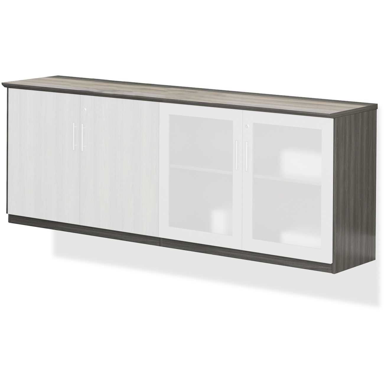 Mayline Medina Series Low Wall Cabinet - 72" x 20"29.5" , 1" Top - 2 Shelve(s) - Beveled Edge - Material: Steel - Finish: Gray