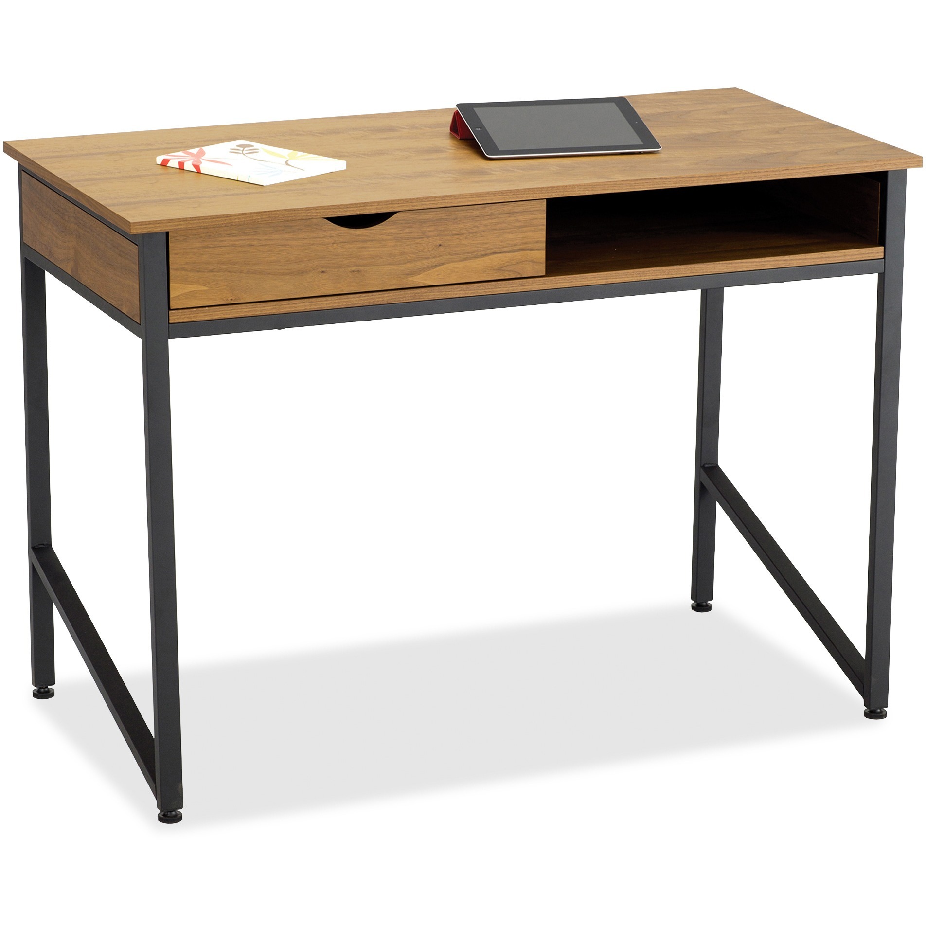 Single Drawer Office Desk, 43 1/4 x 21 5/8 x 30 3/4, Natural/Black