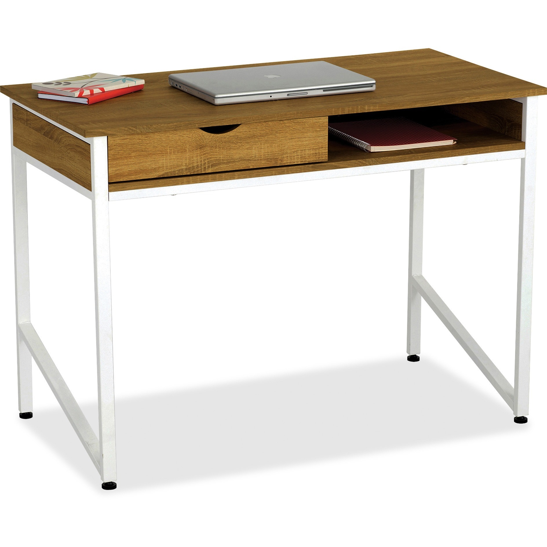 Safco Single Drawer Office Desk - Laminated Rectangle Top - 4 Legs - 43.25" Table Top Width x 21.63" Table Top Depth - 30.75" He