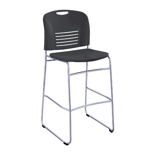 Vy Sled Base Bistro Chair, Supports Up to 350 lb, 30.5" Seat Height, Black Seat, Black Back, Silver Base