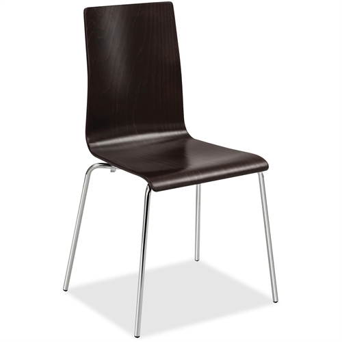 Safco Bosk Stack Chair - Espresso Plywood Seat - Espresso Plywood Back - Chrome Plated Steel Frame - Four-legged Base - 2 / Cart