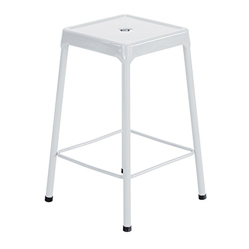 Counter-Height Steel Stool, White