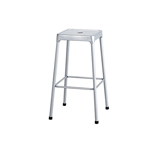 Bar-Height Steel Stool, Backless, Supports Up to 250 lb, 29" Seat Height, Silver