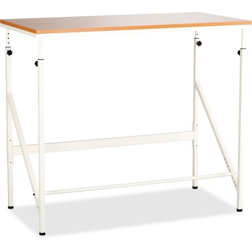 Safco Laminate Tabletop Standing-Height Desk - Melamine Laminate Rectangle, Beech Top - Powder Coated, Cream Base - 48" Table To