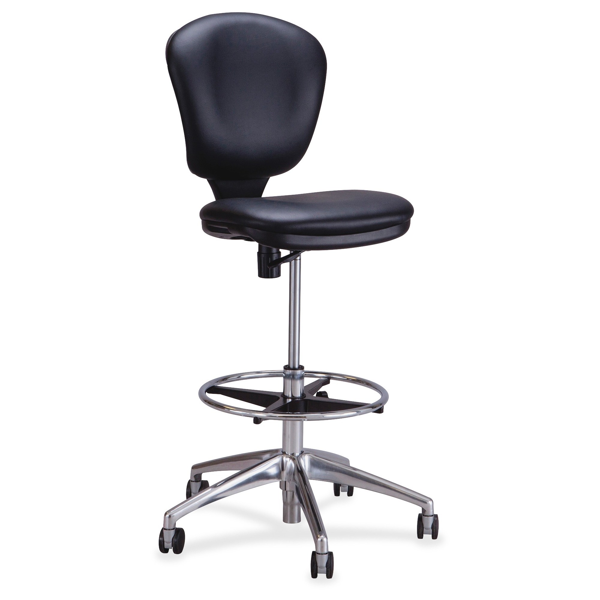 Metro Collection Extended-Height Chair, Supports Up to 250 lb, 23" to 33" Seat Height, Black Seat/Back, Chrome Base