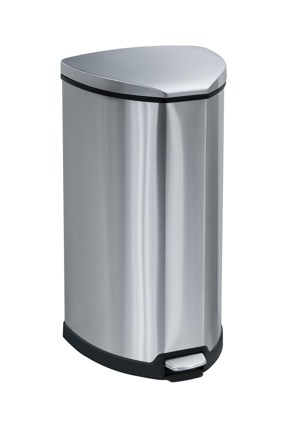 Safco Hands-free Step-on Stainless Receptacle - 10 gal Capacity - 27" Height x 14" Width x 14" Depth - Stainless Steel - Stainle