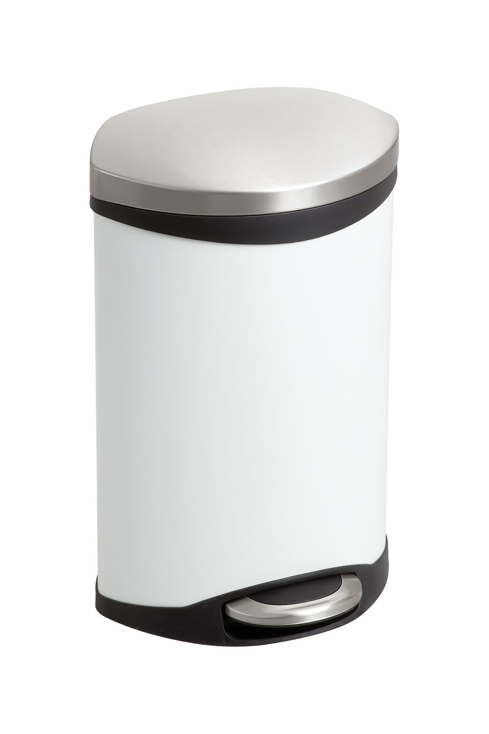 Safco Ellipse Hands Free Step-On Receptacle - 3 gal Capacity - 17" Height x 12" Width x 8.5" Depth - Plastic - White - 1 Each