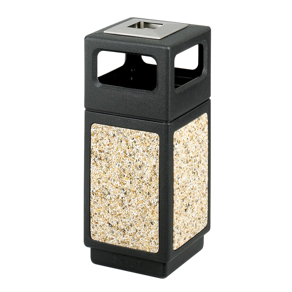 Canmeleon Aggregate Panel Receptacles, 15 gal, Polyethylene/Stainless Steel, Black
