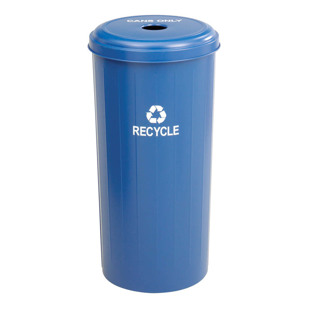 Safco Recycling Receptacle with Lid - 20 gal Capacity - 30" Height x 16" Width - Steel - Blue - 1 Each