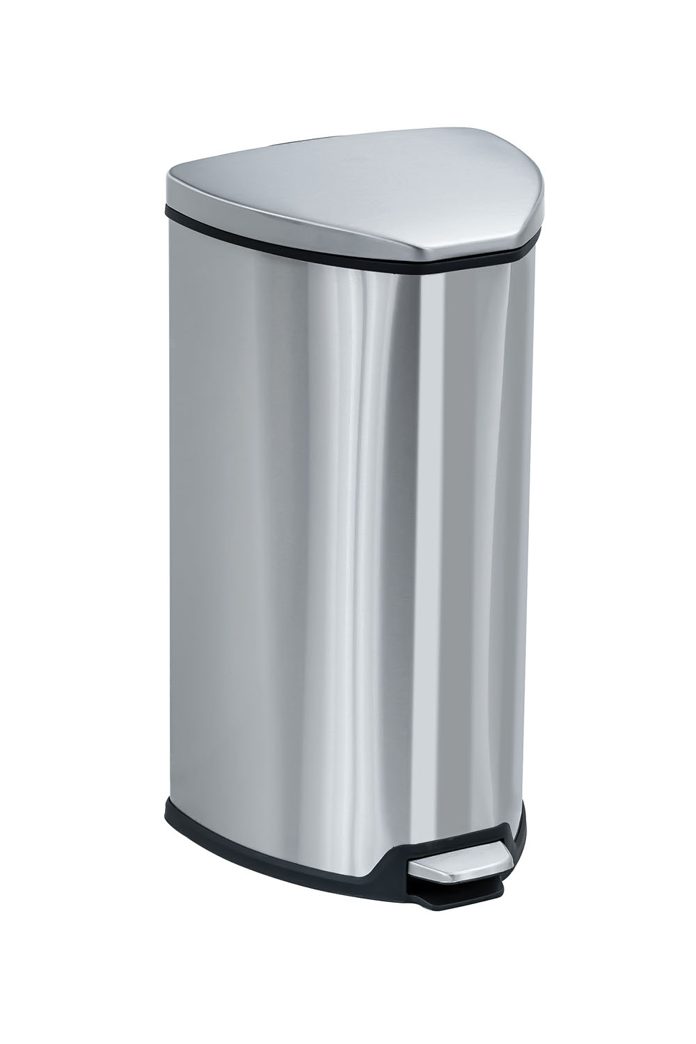 Safco Hands-free Step-on Stainless Receptacle - 7 gal Capacity - 21" Height x 14" Width x 14" Depth - Steel - Stainless Steel - 