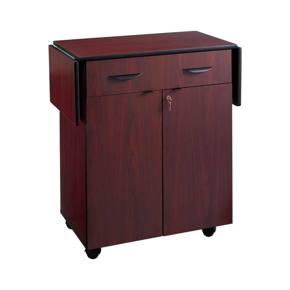 Safco Hospitality Service Cart - 4 Casters - Wood - x 32.5" Width x 20.5" Depth x 38.8" Height - Mahogany - 1 Each