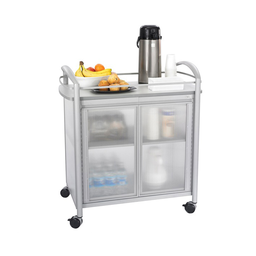 Safco Impromptu Refreshment Cart - 4 Casters - x 34" Width x 21.3" Depth x 36.5" Height - Steel Frame - Gray - 1 Each