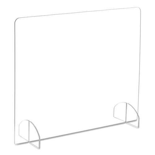 Safco Portable Freestanding Acrylic Sneeze Guard - 29.5" Width x 8" Depth x 23.5" Height - 1 Each - Clear, Transparent - Acrylic