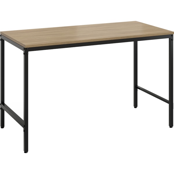 Safco Simple Study Desk - Neowalnut Rectangle, Laminated Top - Black Powder Coat Four Leg Base - 4 Legs - 45.50" Table Top Width
