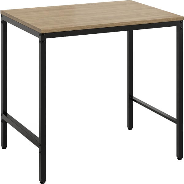 Safco Simple Study Desk - Neowalnut Rectangle, Laminated Top - Black Powder Coat Four Leg Base - 4 Legs - 30.50" Table Top Width