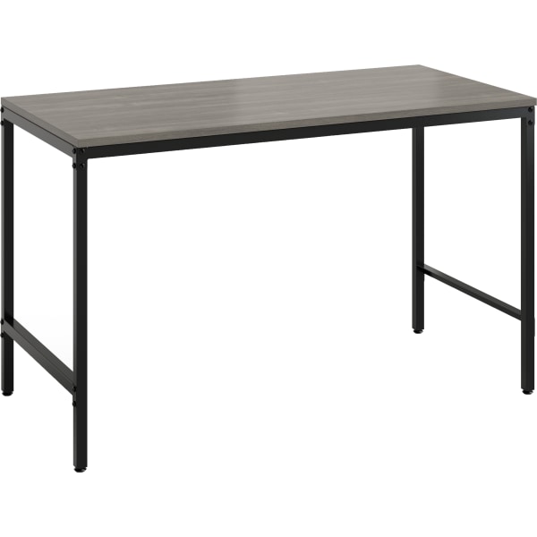 Safco Simple Study Desk - Sterling Ash Rectangle, Laminated Top - Black Powder Coat Four Leg Base - 4 Legs - 45.50" Table Top Wi