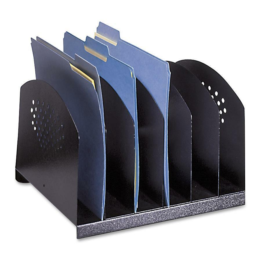 Safco Steel Desk Racks - 6 Compartment(s) - 2" - 8" Height x 12.1" Width x 11.1" Depth - Desktop - Black - Steel - 1 Each