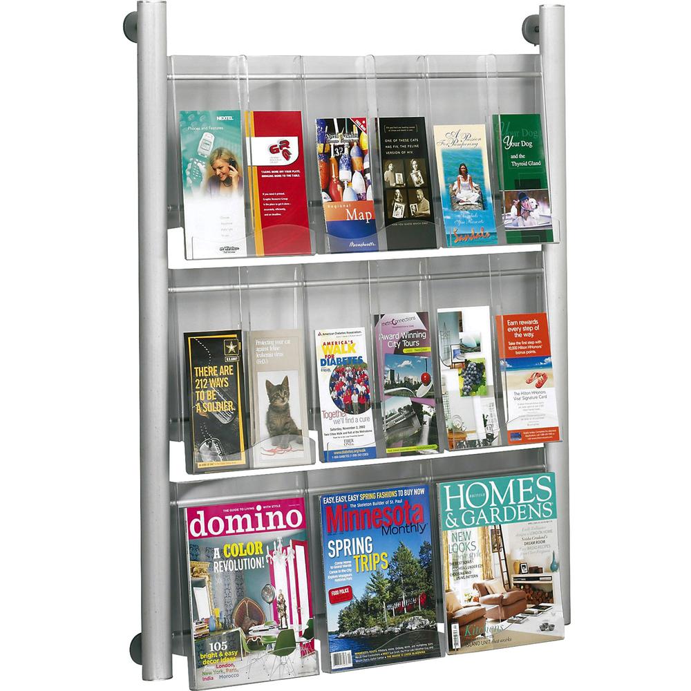 Safco Luxe 9 Pocket Magazine Wall Rack - 9 x Magazine, 18 - 9 Pocket(s) - 9 Compartment(s) - 9 Divider(s) - 41" Height x 31.8" W