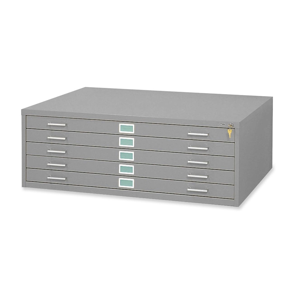5 Drawers Steel Flat File & Base - 40.5" x 29.5" x 16.5" - 5 x Drawer(s) for File - Stackable - Gray - Powder Coated - Steel - R