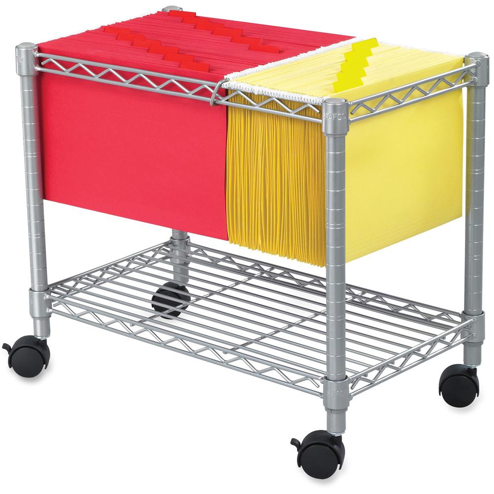 Safco 5201GR Wire Mobile File - 1 Shelf - 300 lb Capacity - 4 Casters - 2" Caster Size - Steel - x 14" Width x 24" Depth x 20.5"