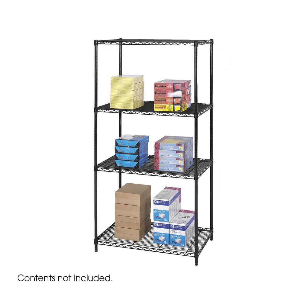 Safco Industrial Wire Shelving - 36" x 24" - 4 x Shelf(ves) - 2500 lb Load Capacity - Leveling Glide, Dust Proof, Adjustable She