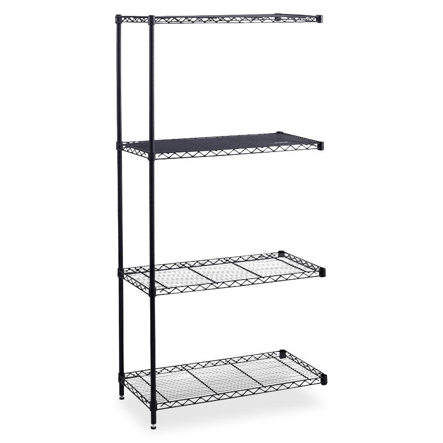 Safco Industrial Wire Shelving Add-On Unit - 36" x 24" x 72" - 4 x Shelf(ves) - 1250 lb Load Capacity - Leveling Glide, Adjustab