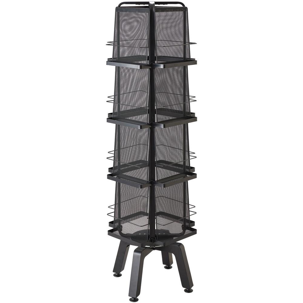 Safco Onyx Mesh Rotating Magazine Stand - 16 Pocket(s) - 58.6" Height x 18.3" Width x 18.3" Depth - Floor - 28% Recycled - Black