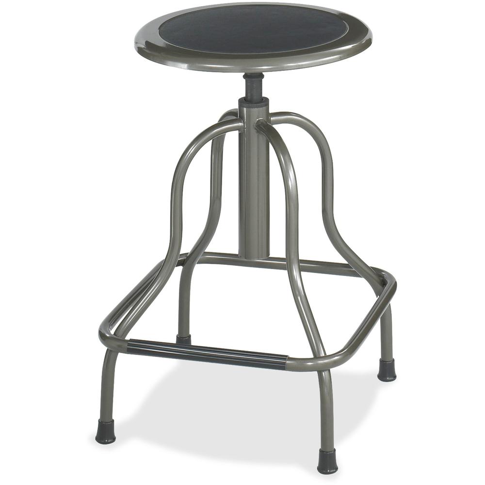 Safco Diesel Series High Base Stool with out Back - Leather Seat - Steel Frame - Pewter - 1 Each