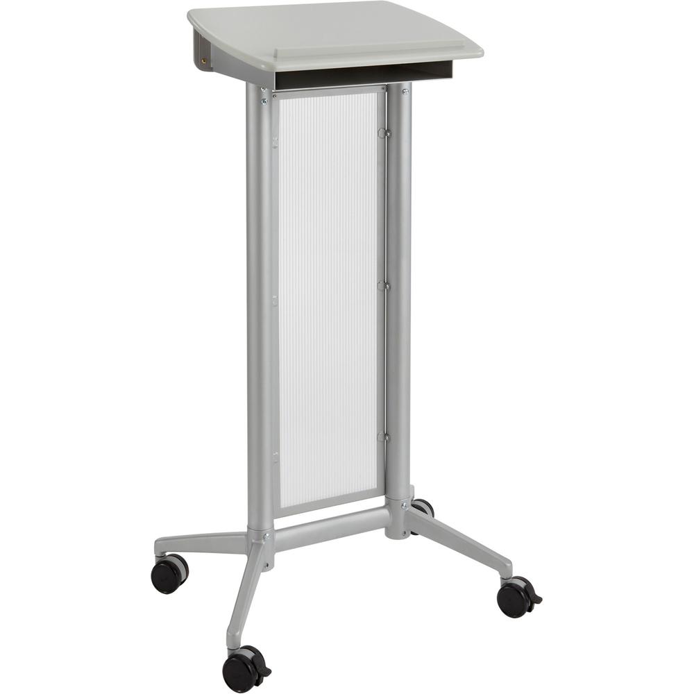 Safco Impromptu Lectern - Rectangle Top - 46.50" Height x 26.50" Width x 18.75" Depth - Assembly Required - Gray, Powder Coated
