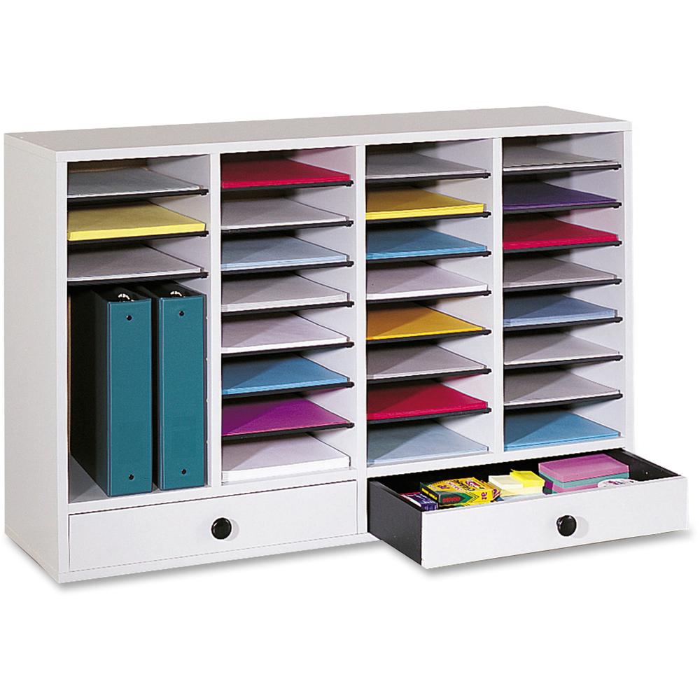 Safco Adjustable Compartment Literature Organizers - 32 Compartment(s) - 2 Drawer(s) - Compartment Size 2.50" x 9.50" x 11.50" -
