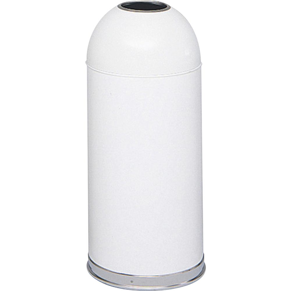 Safco Open Top Dome Waste Receptacle - 15 gal Capacity - 6" Opening Diameter - 34" Height x 15" Depth - Stainless Steel - White 