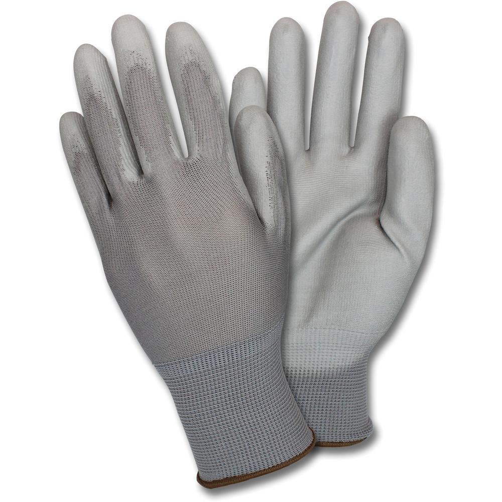 Safety Zone Poly Coated Knit Gloves - Polyurethane Coating - Small Size - Gray - Flexible, Comfortable, Breathable, Knitted - Fo