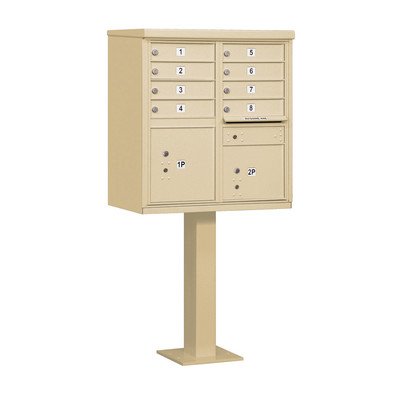 Cluster Box Unit (Includes Pedestal and Master Commercial Locks) - 8 A Size Doors - Type I - Sandstone - Private Access