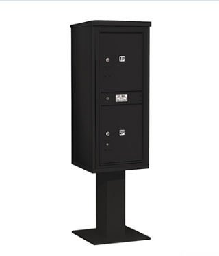 4C Pedestal Mailbox - 11 Door High Unit (69-1/8 Inches) - Single Column - Stand-Alone Parcel Locker - 2 PL5's - Black