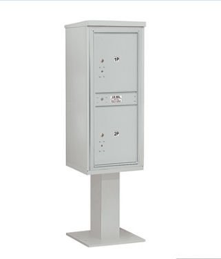 4C Pedestal Mailbox - 11 Door High Unit (69-1/8 Inches) - Single Column - Stand-Alone Parcel Locker - 2 PL5's - Gray