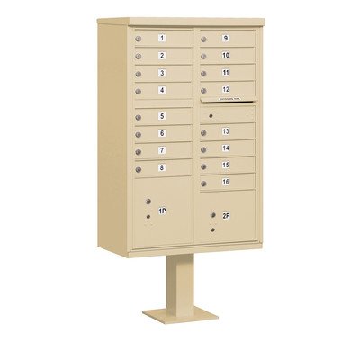 Cluster Box Unit (Includes Pedestal) - 16 A Size Doors - Type III - Sandstone - USPS Access