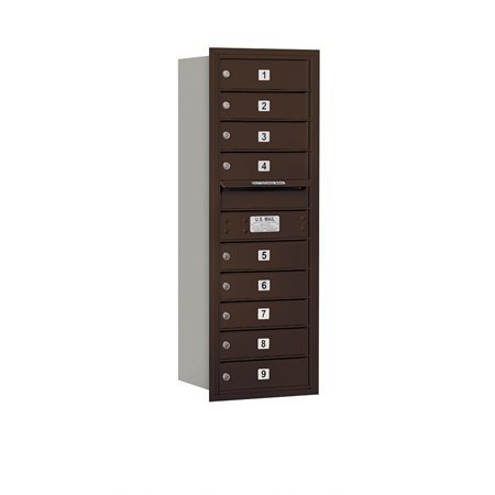 4C Horizontal Mailbox - 11 Door High Unit - Single Column - 9 MB1 Doors - Bronze - Rear Loading - USPS Access