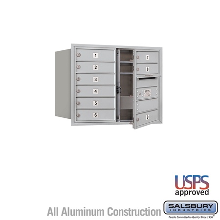 4C Horizontal Mailbox - 6 Door High Unit (23 1/2 Inches) - Double Column - 9 MB1 Doors - Aluminum - Front Loading - USPS Access