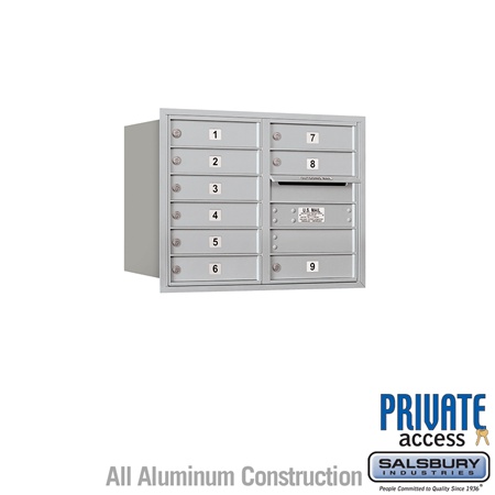 4C Horizontal Mailbox - 6 Door High Unit (23 1/2 Inches) - Double Column - 9 MB1 Doors - Aluminum - Rear Loading - Private Acces