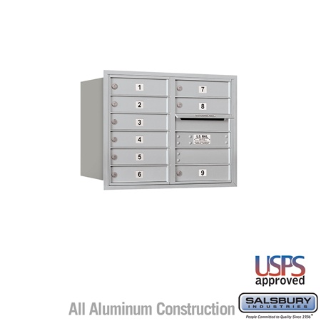 4C Horizontal Mailbox - 6 Door High Unit (23 1/2 Inches) - Double Column - 9 MB1 Doors - Aluminum - Rear Loading - USPS Access