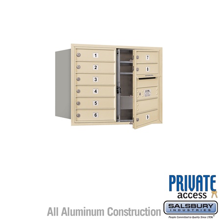 4C Horizontal Mailbox (Includes Master Commercial Lock) - 6 Door High Unit (23 1/2 Inches) - Double Column - 9 MB1 Doors - Sands