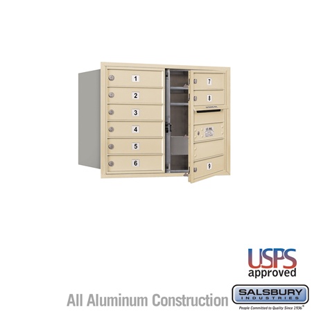 4C Horizontal Mailbox - 6 Door High Unit (23 1/2 Inches) - Double Column - 9 MB1 Doors - Sandstone - Front Loading - USPS Access