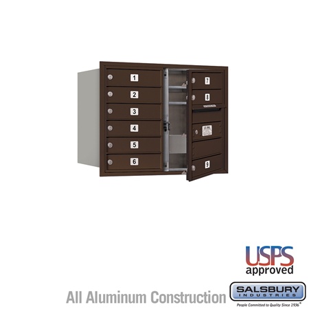 4C Horizontal Mailbox - 6 Door High Unit (23 1/2 Inches) - Double Column - 9 MB1 Doors - Bronze - Front Loading - USPS Access