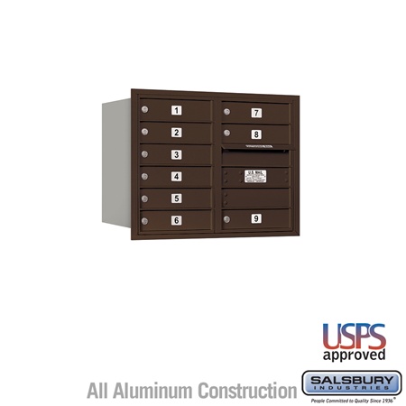 4C Horizontal Mailbox - 6 Door High Unit (23 1/2 Inches) - Double Column - 9 MB1 Doors - Bronze - Rear Loading - USPS Access
