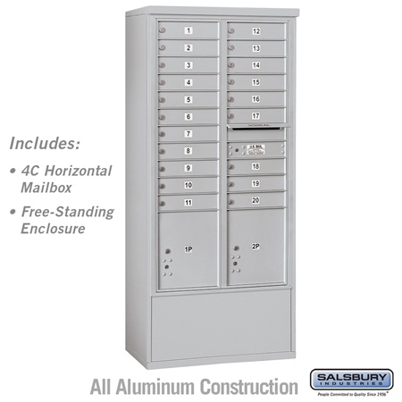 Free-Standing 4C Horizontal Mailbox Unit (Includes 4C Horizontal Mailbox and Enclosure) - Double Column - 20 MB1 Doors / 2 PL's
