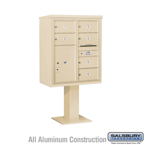 4C Pedestal Mailbox (Includes 26 Inch High Pedestal and Master Commercial Locks) - 10 Door High Unit (65-5/8 Inches) - Double Co