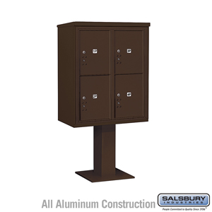 4C Pedestal Mailbox (Includes 26 Inch High Pedestal and Master Commercial Locks) - 10 Door High Unit (65 5/8 Inches) - Double Co