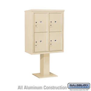 4C Pedestal Mailbox (Includes 26 Inch High Pedestal and Master Commercial Locks) - 10 Door High Unit (65 5/8 Inches) - Double Co